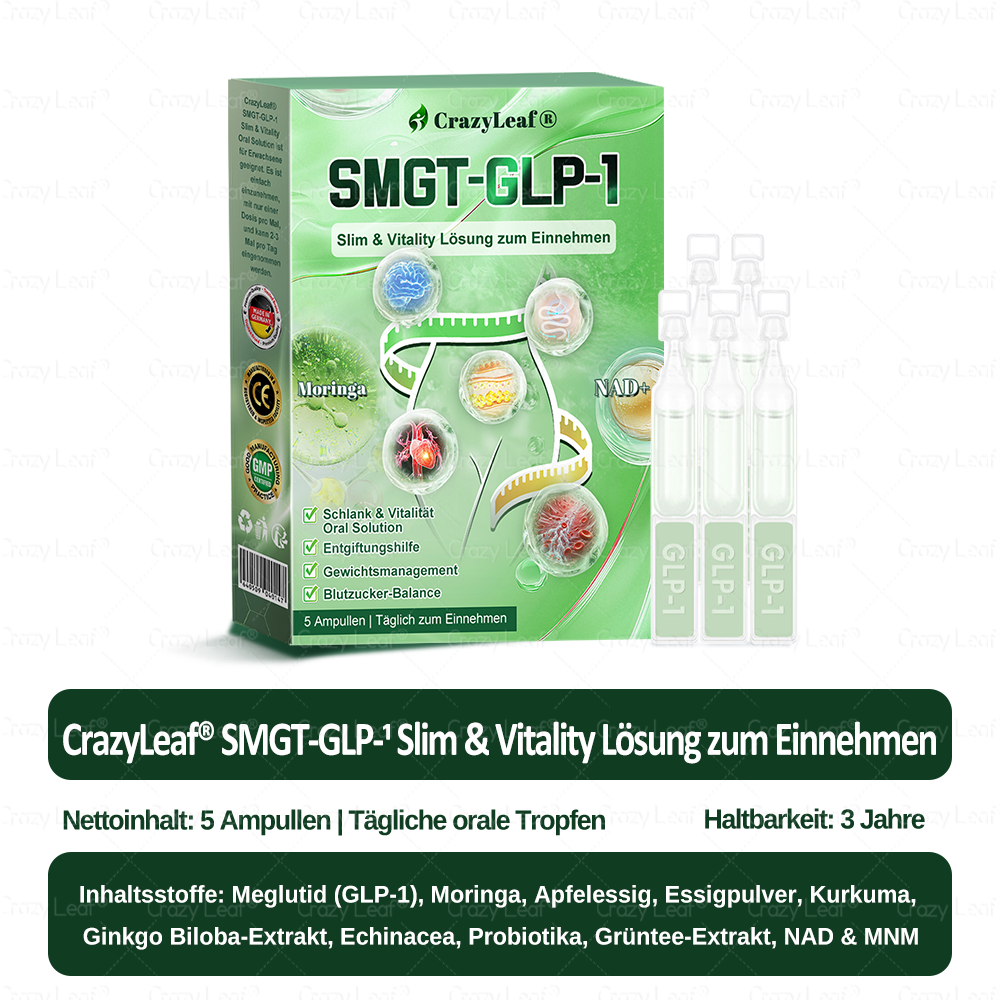 🔥👨⚕️Klinisch bestätigt | Offizieller Shop CrazyLeaf® GLP-1 Trinklösung – wirkt gezielt gegen hartnäckiges Gewicht, Bluthochdruck, Blutzucker, Fettleber, Gelenkschmerzen, Müdigkeit & schlaffe Haut – für mehr Gesundheit & Energie.