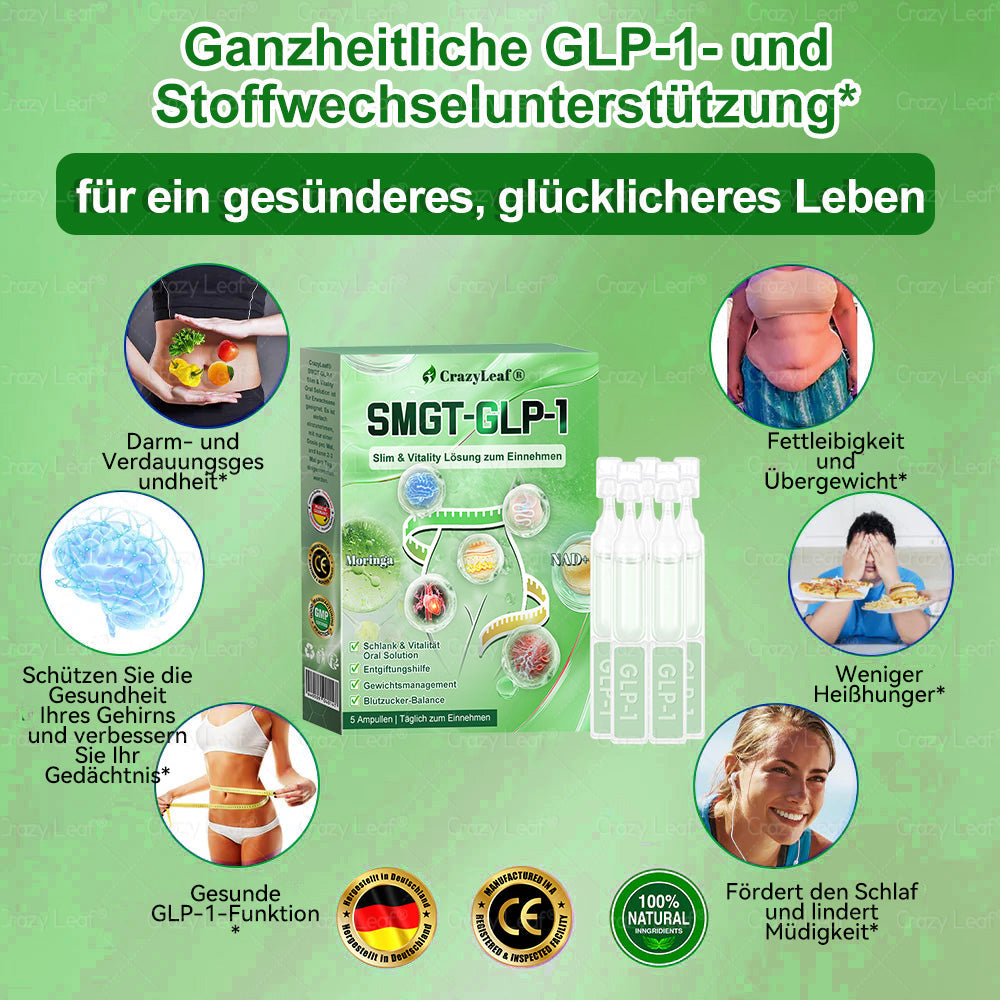 🔥👨⚕️Klinisch bestätigt | Offizieller Shop CrazyLeaf® GLP-1 Trinklösung – wirkt gezielt gegen hartnäckiges Gewicht, Bluthochdruck, Blutzucker, Fettleber, Gelenkschmerzen, Müdigkeit & schlaffe Haut – für mehr Gesundheit & Energie.