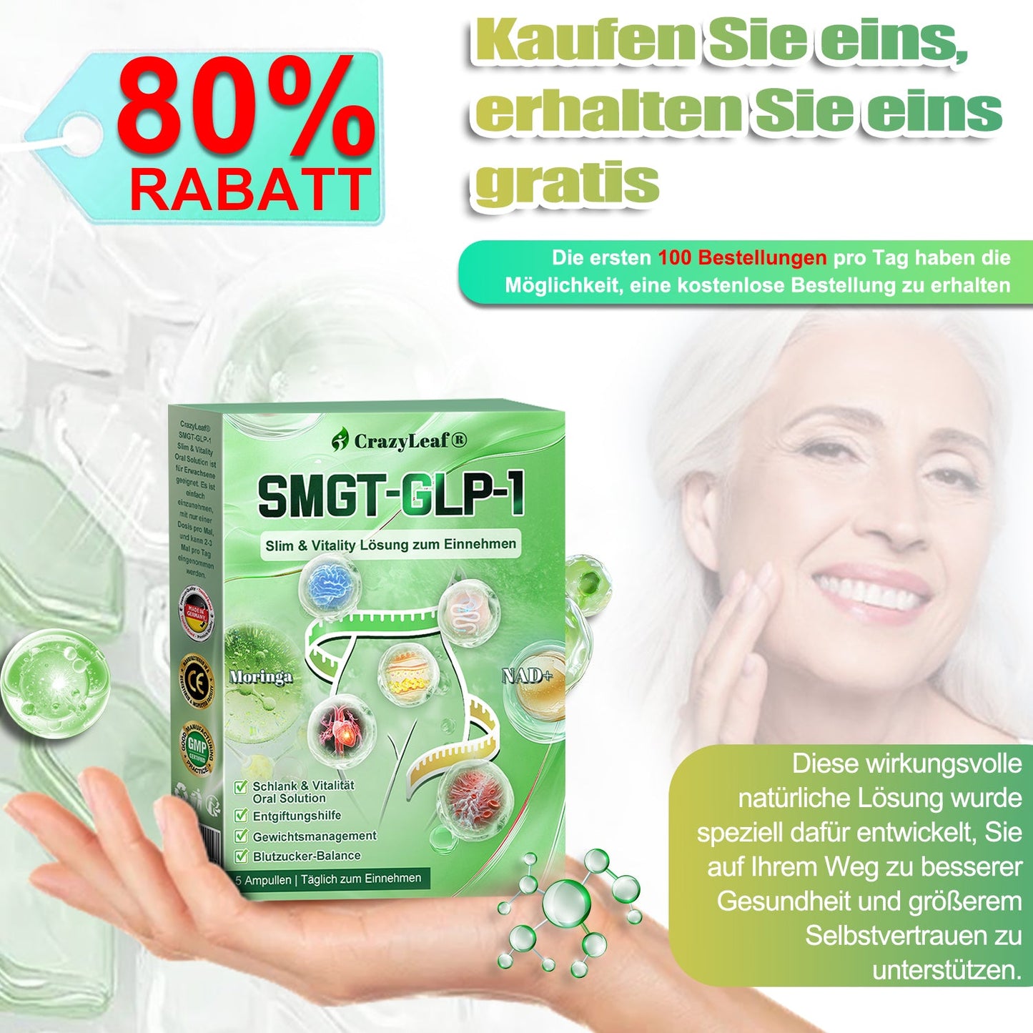 🔥👨⚕️Klinisch bestätigt | Offizieller Shop CrazyLeaf® GLP-1 Trinklösung – wirkt gezielt gegen hartnäckiges Gewicht, Bluthochdruck, Blutzucker, Fettleber, Gelenkschmerzen, Müdigkeit & schlaffe Haut – für mehr Gesundheit & Energie.